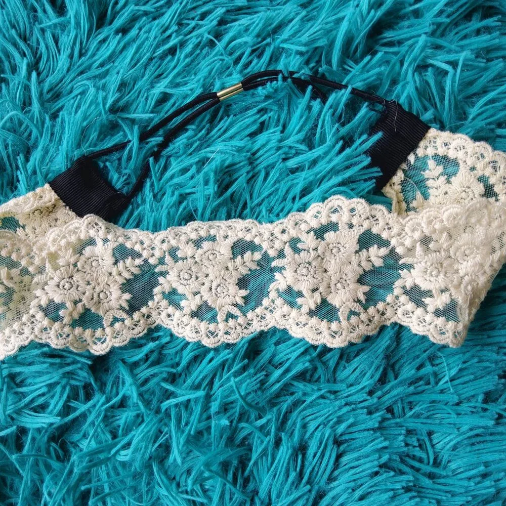 Lace Wide Stretch Headband Headwrap